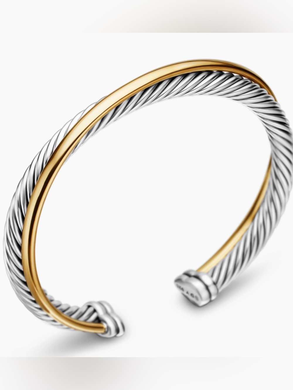 DAVID YURMAN CROSSOVER TWO ROW CUFF BRACELET Sterling Silver/18K Yellow Gold